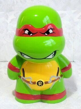 2014 Teenage Mutant Ninja Turtles Raphael Glass Coin Piggy Bank Nickelodeon 9"
